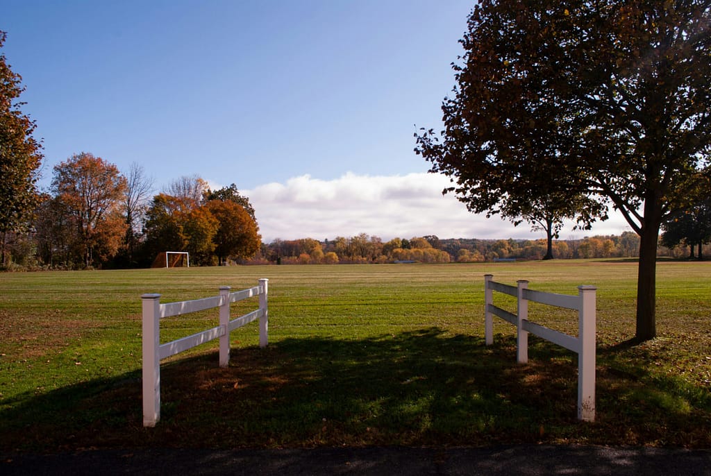 Photo of soccer field at Greenfield Community College in Greenfield, Massachusetts.