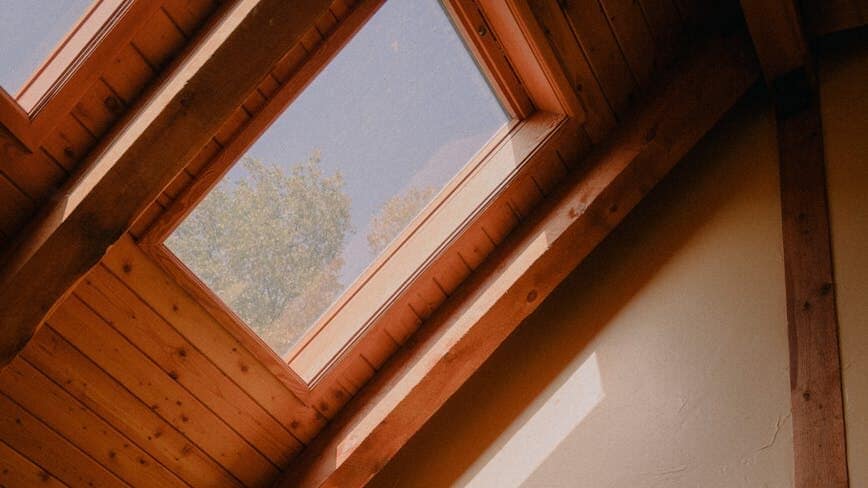 a room with a skylight